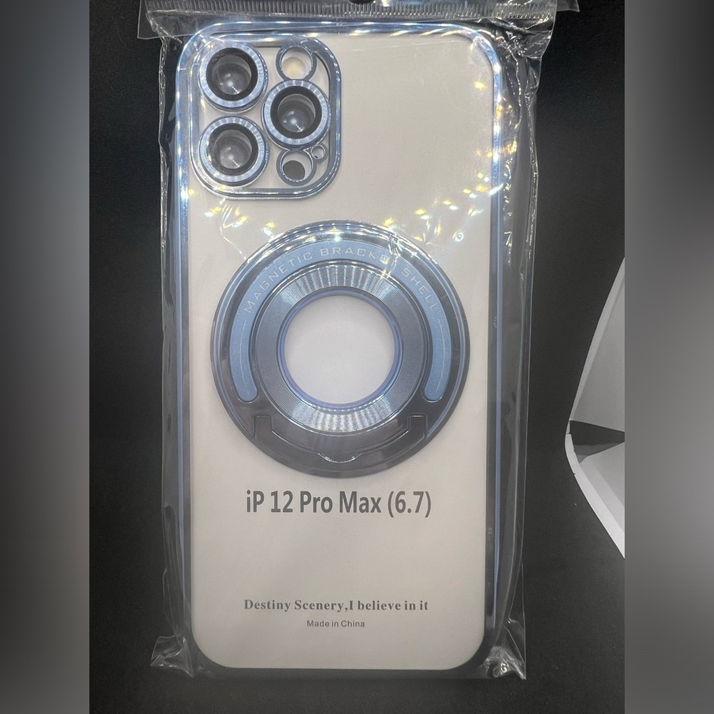 Case for IPhone 12 Pro Max - Clear with Blue Trim